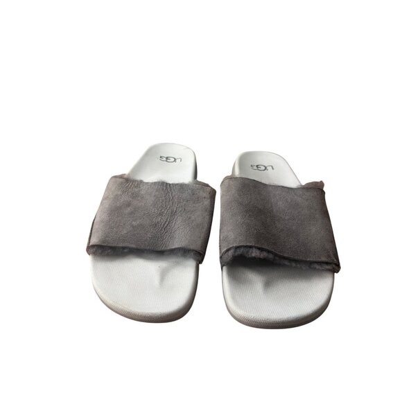 Ugg Xavier Twinface Gray Suede Sheepskin Sherpa Slide Men’s Sandals Size 10 US - Picture 3 of 5